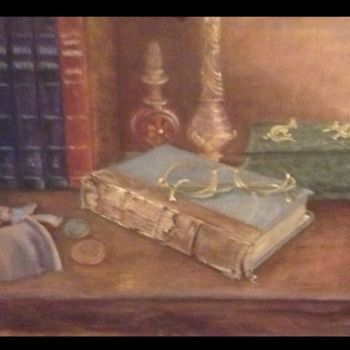 Картина под названием "Книжная полка" - Геннадий Бох, Подлинное произведение искусства, Масло