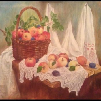 Картина под названием "Яблочный спас" - Геннадий Бох, Подлинное произведение искусства, Масло
