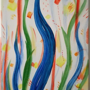 Painting titled "Lianes bleues" by Mademoiselllef, Original Artwork, Acrylic