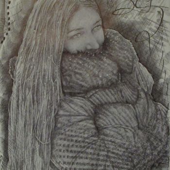 Dibujo titulada "Cléopâtre" por Andrei Gergelezhiu, Obra de arte original, Tinta