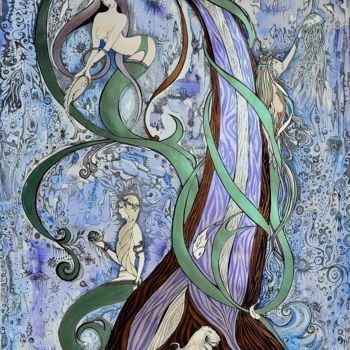 Painting titled "Mermaids" by Svitlana Yatsenko, Original Artwork, Watercolor