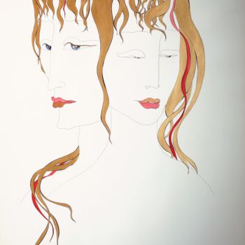 Ζωγραφική με τίτλο "Faces" από Svitlana Yatsenko, Αυθεντικά έργα τέχνης, Ακρυλικό