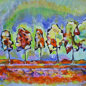 Painting titled "Autumn" by Svitlana Yatsenko, Original Artwork, Acrylic