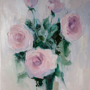 Painting titled "Flowers" by Lily Yakupova, Original Artwork, Oil