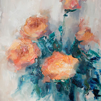 Painting titled "Flowers" by Lily Yakupova, Original Artwork, Oil