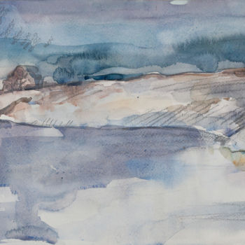Painting titled "Winter" by Lily Yakupova, Original Artwork, Watercolor