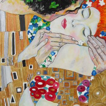 Pittura intitolato "klimt le baiser det…" da Yan Bragance, Opera d'arte originale, Acrilico