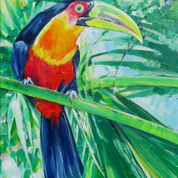 Malarstwo zatytułowany „toucan 46x38” autorstwa Yan Bragance, Oryginalna praca, Akryl