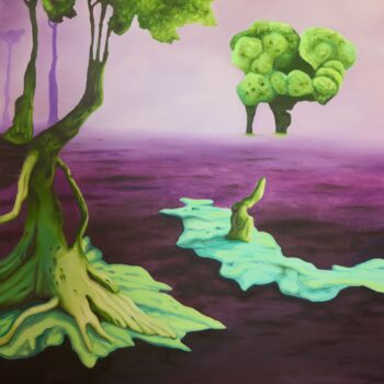 Painting titled "The Swamp" by Yan Cue, Original Artwork, Oil