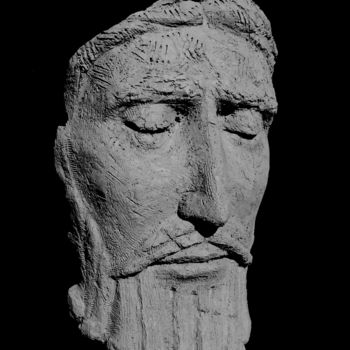 Sculpture titled "Face of Christ" by Yan Vita, Original Artwork, Terra cotta