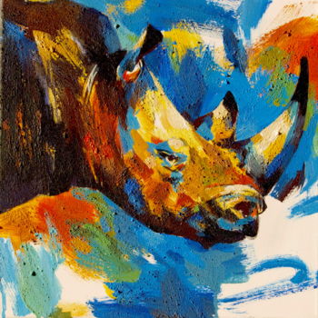 Pintura intitulada "Rhino 2" por Yan Vita, Obras de arte originais, Acrílico