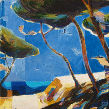 Pittura intitolato "Les pins au bord du…" da Yan Vita, Opera d'arte originale, Acrilico