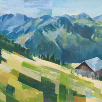 Pintura intitulada "La grange" por Yan Vita, Obras de arte originais, Acrílico