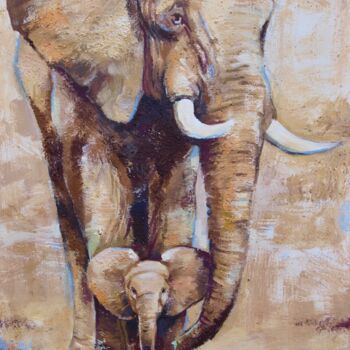 Painting titled "éléphant 3" by Yan Vita, Original Artwork, Acrylic