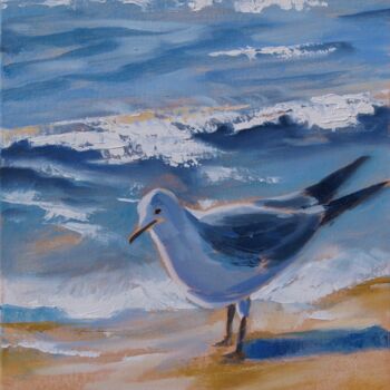 Painting titled "la mouette" by Yan Vita, Original Artwork, Oil Mounted on Wood Stretcher frame