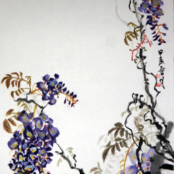 绘画 标题为“紫藤（特价）” 由燕紫007, 原创艺术品, 墨