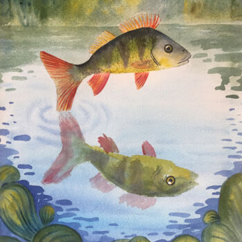 Painting titled "Above the water" by Yana Bila, Original Artwork, Watercolor
