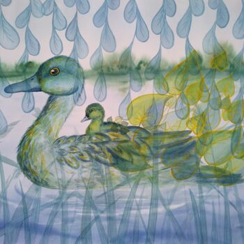 Pittura intitolato "Ducks" da Yana Bila, Opera d'arte originale, Acquarello