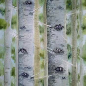 Peinture intitulée "magical forest" par Yana Bila, Œuvre d'art originale, Aquarelle