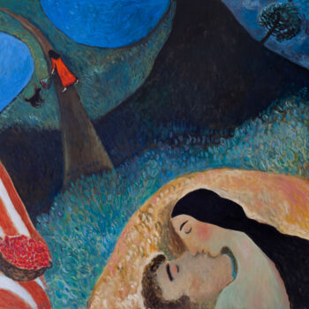 Картина под названием ""Два озера"" - Яна Ческидова, Подлинное произведение искусства, Масло