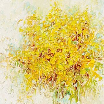 Peinture intitulée "Etude "Sunny mimosa"" par Yana Dulger, Œuvre d'art originale, Huile