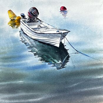 Картина под названием "Boat" - Yana Ivannikova, Подлинное произведение искусства, Акварель