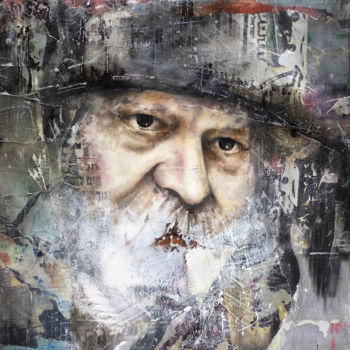 Painting titled "Rabbi" by Yana Kaplan, Original Artwork, Oil