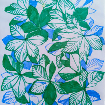 Drawing titled "chesnut leafs" by Yana Koretska, Original Artwork, Marker
