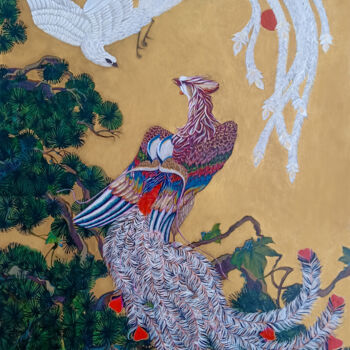 Schilderij getiteld "Phoenix birds" door Yana Koretska, Origineel Kunstwerk, Acryl