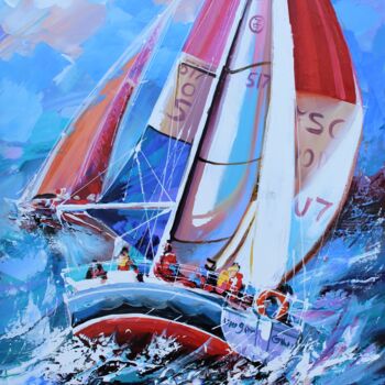 Картина под названием "flying on the waves" - Yana Rafael, Подлинное произведение искусства, Акрил Установлен на Деревянная…