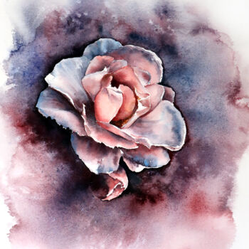 Painting titled "Magical Rose - ORIG…" by Yana Shvets, Original Artwork, Watercolor