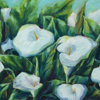 Pintura titulada "Calla lilies" por Yana Solare, Obra de arte original, Oleo Montado en Bastidor de camilla de madera