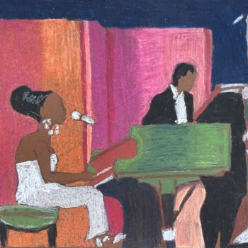 Drawing titled "Jazz evening" by Yana Sviatkina, Original Artwork, Pastel