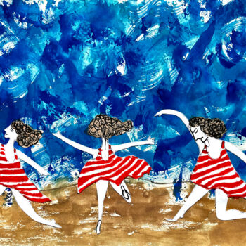 Dessin intitulée "Dancers by the sea" par Yana Sviatkina, Œuvre d'art originale, Impression numérique