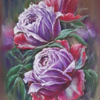 Dessin intitulée ""Roses violettes"|"…" par Yana Yeremenko, Œuvre d'art originale, Pastel
