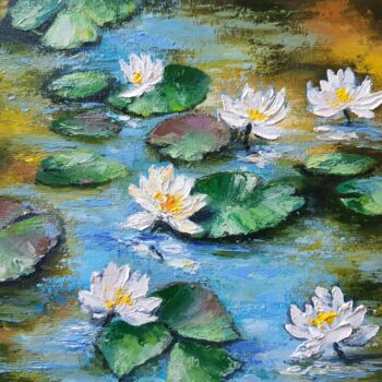 Painting titled ""WATER LILY"|"NÉNUP…" by Yana Yeremenko, Original Artwork, Oil