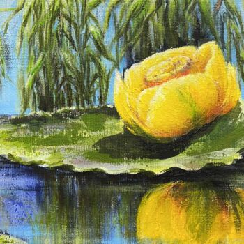 Painting titled "“Yellow water lily”…" by Yana Yeremenko, Original Artwork, Acrylic