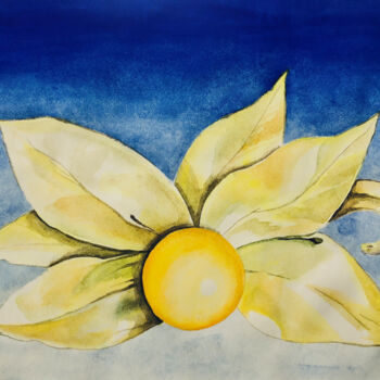 Peinture intitulée "Yellow physalis flo…" par Yana Yushkova, Œuvre d'art originale, Aquarelle
