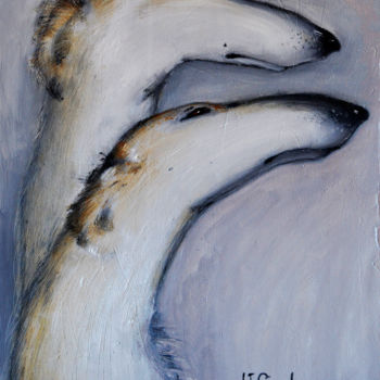 Pittura intitolato "Greyhound" da Yana Medow, Opera d'arte originale, Olio