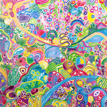 Peinture intitulée "Pink city" par Yana Shapoval, Œuvre d'art originale, Huile