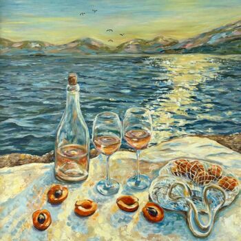 Painting titled "Apricot Evening for…" by Yana Shapoval, Original Artwork, Oil