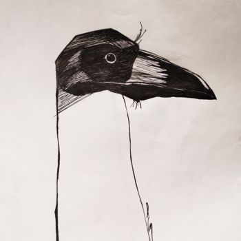 Drawing titled "Bird" by Yanka, Original Artwork, Pencil