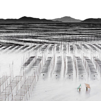 Photographie intitulée "Mudflats Of Xiapu #3" par Yancho Sabev, Œuvre d'art originale, Photographie numérique Monté sur Alum…