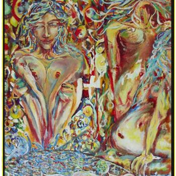 Painting titled "3 Womans and A HORS…" by Yan D-Soloh, Original Artwork, Oil