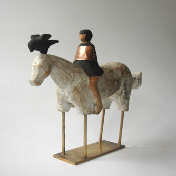 "骑马的女孩" başlıklı Heykel 阳光 梅 tarafından, Orijinal sanat, Ahşap