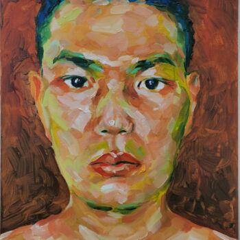 Ζωγραφική με τίτλο "《镜中的自画像》" από 洋 李, Αυθεντικά έργα τέχνης, Λάδι