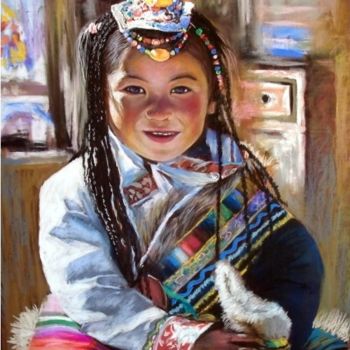 绘画 标题为“藏族女孩” 由Yangao, 原创艺术品, 油