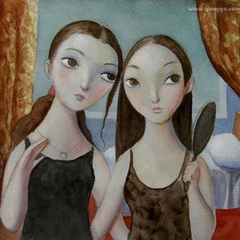 Arte digitale intitolato "two girls" da Ge Yang, Opera d'arte originale