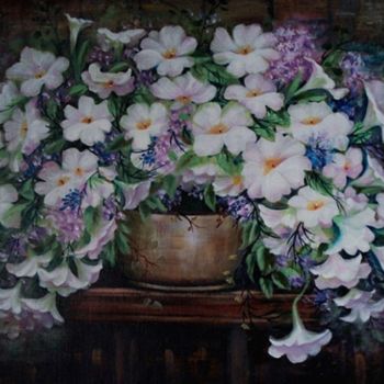 Pittura intitolato "flower" da Feng Ling, Opera d'arte originale