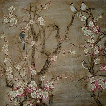 Schilderij getiteld "flower" door Feng Ling, Origineel Kunstwerk, Olie